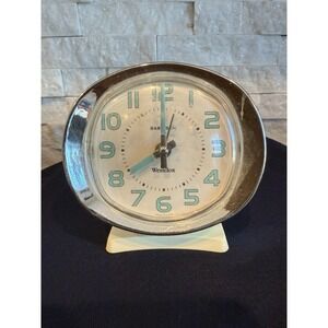 Vintage Westclox Baby Ben Wind Up Alarm Clock Aqua #'s USA Winds & Ticks -READ